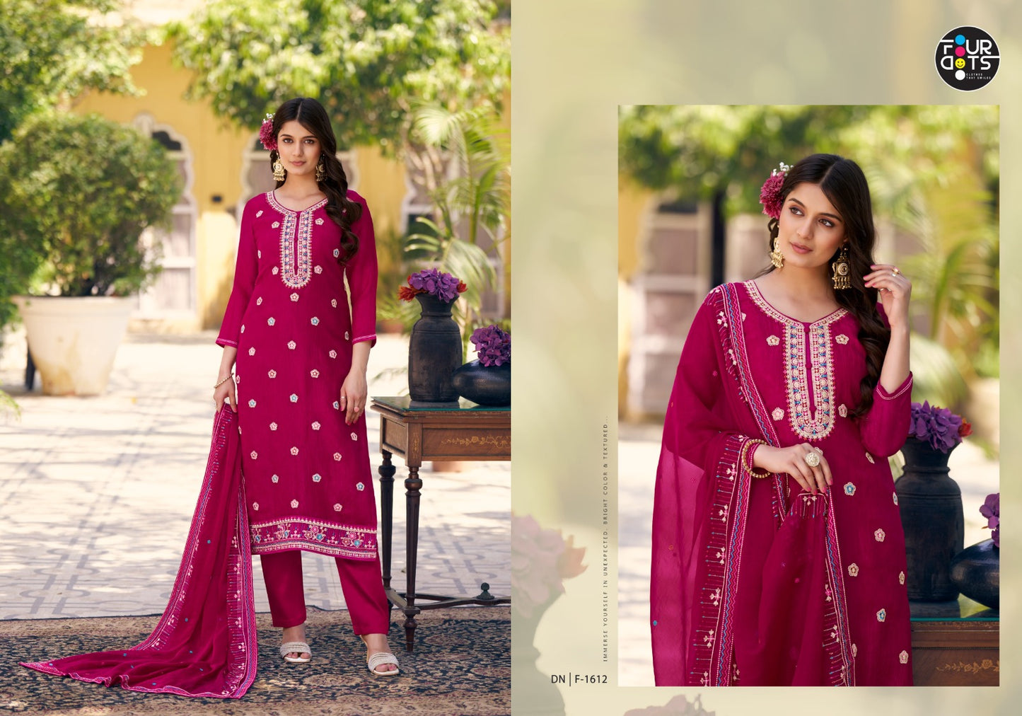 Ibadat Four Dots Crush Pant Style Suits Exporter India