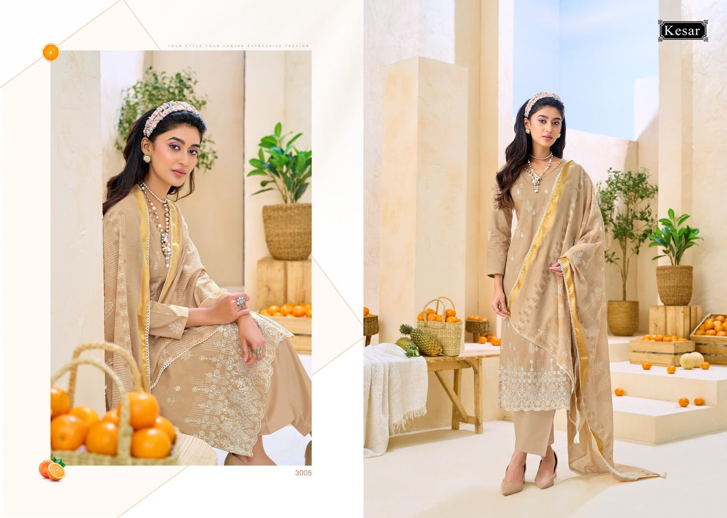 Ibadat Kesar Lawn Cotton Pant Style Suits Wholesaler India