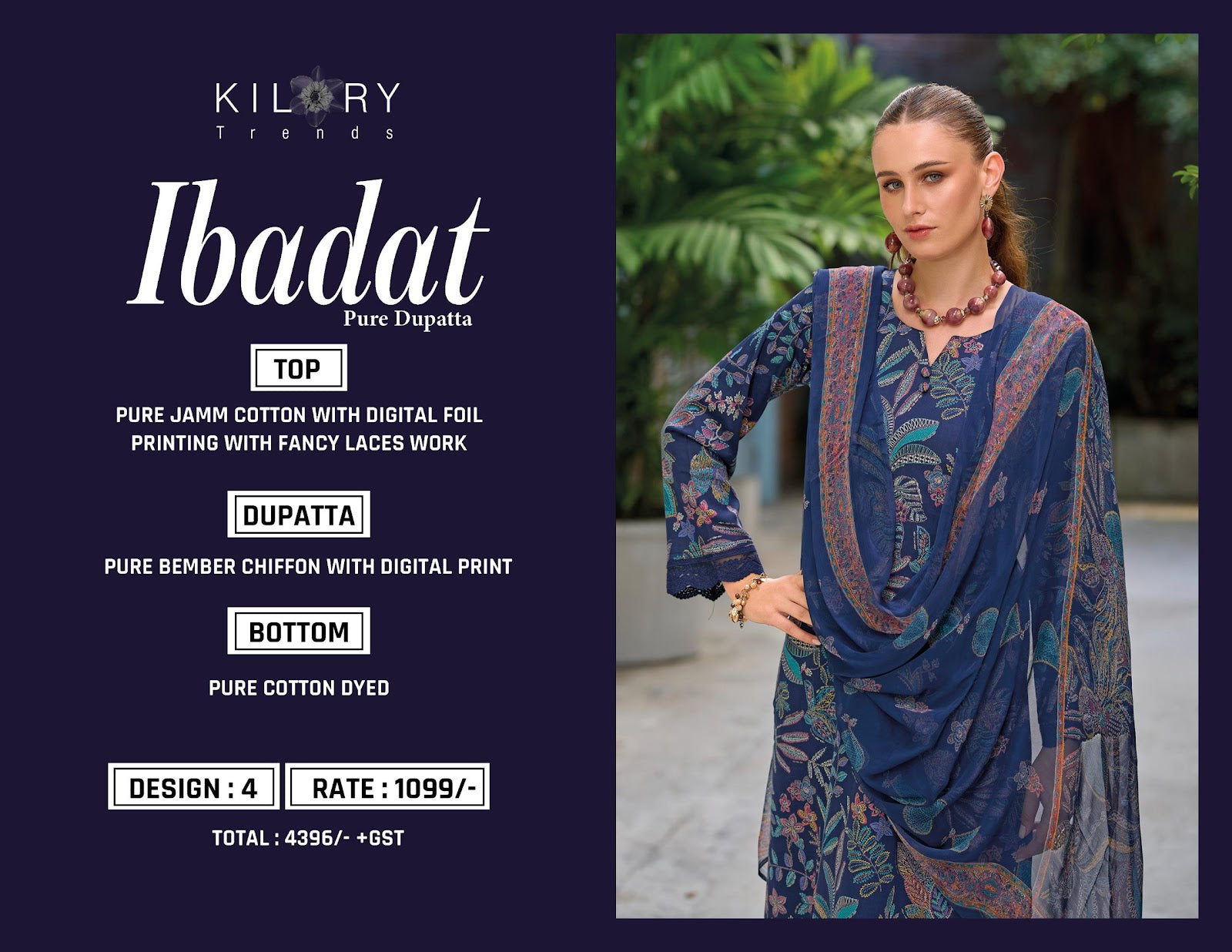Ibadat Kilory Jaam Cotton Pant Style Suits Exporter India