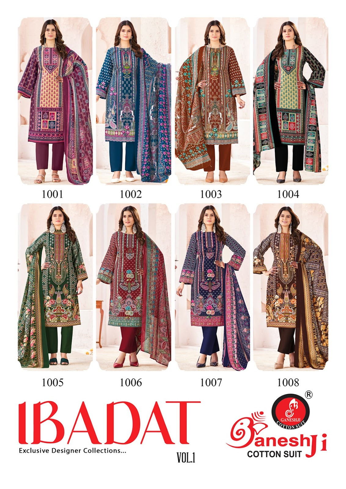Ibadat Vol 1 Ganeshji Cotton Karachi Salwar Suits Manufacturer Ahmedabad
