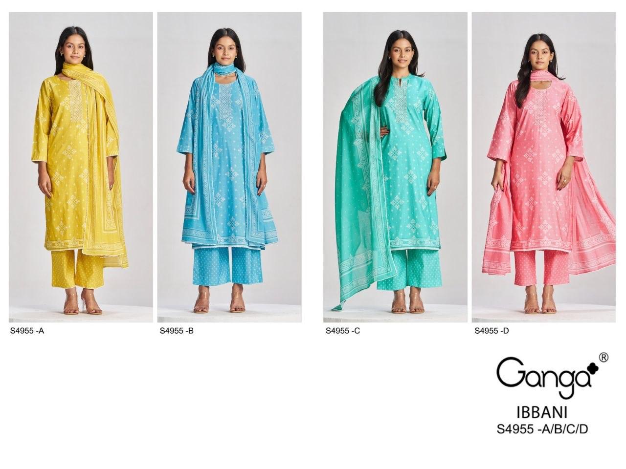 Ibbani S4955 Ganga Cotton Pant Style Suits Exporter Ahmedabad
