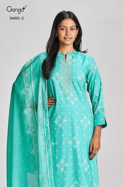 Ibbani S4955 Ganga Cotton Pant Style Suits Exporter Ahmedabad