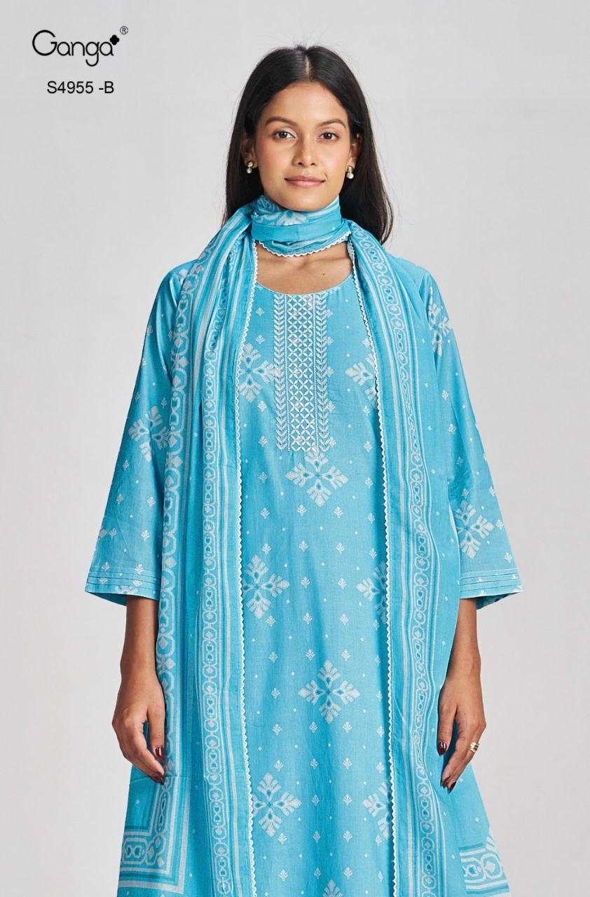 Ibbani S4955 Ganga Cotton Pant Style Suits Exporter Ahmedabad
