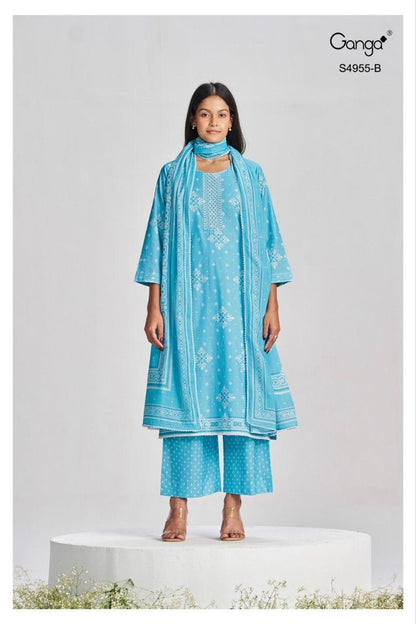 Ibbani S4955 Ganga Cotton Pant Style Suits Exporter Ahmedabad