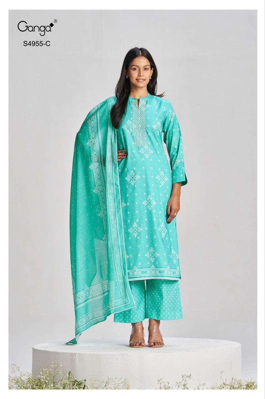 Ibbani S4955 Ganga Cotton Pant Style Suits Exporter Ahmedabad