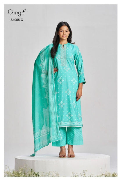 Ibbani S4955 Ganga Cotton Pant Style Suits Exporter Ahmedabad