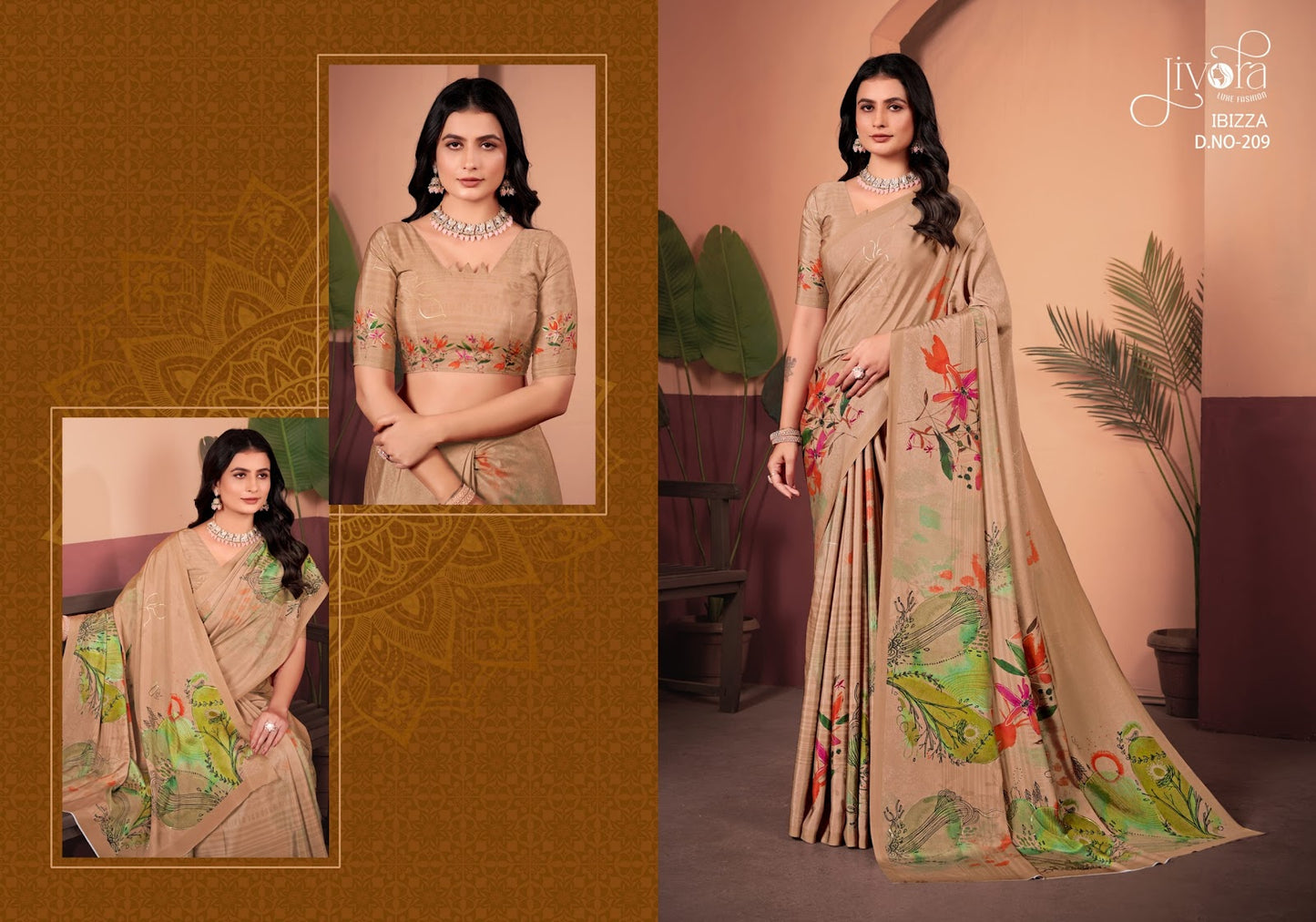 Ibizza 201-213 Jivora Crape Sarees Manufacturer Ahmedabad