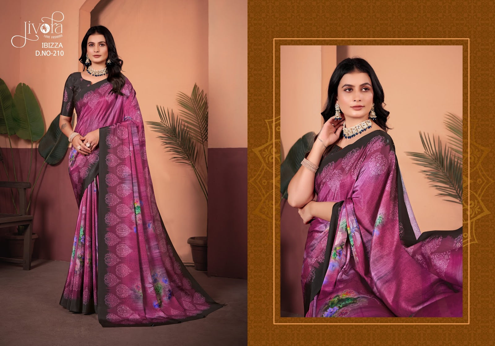 Ibizza 201-213 Jivora Crape Sarees Manufacturer Ahmedabad
