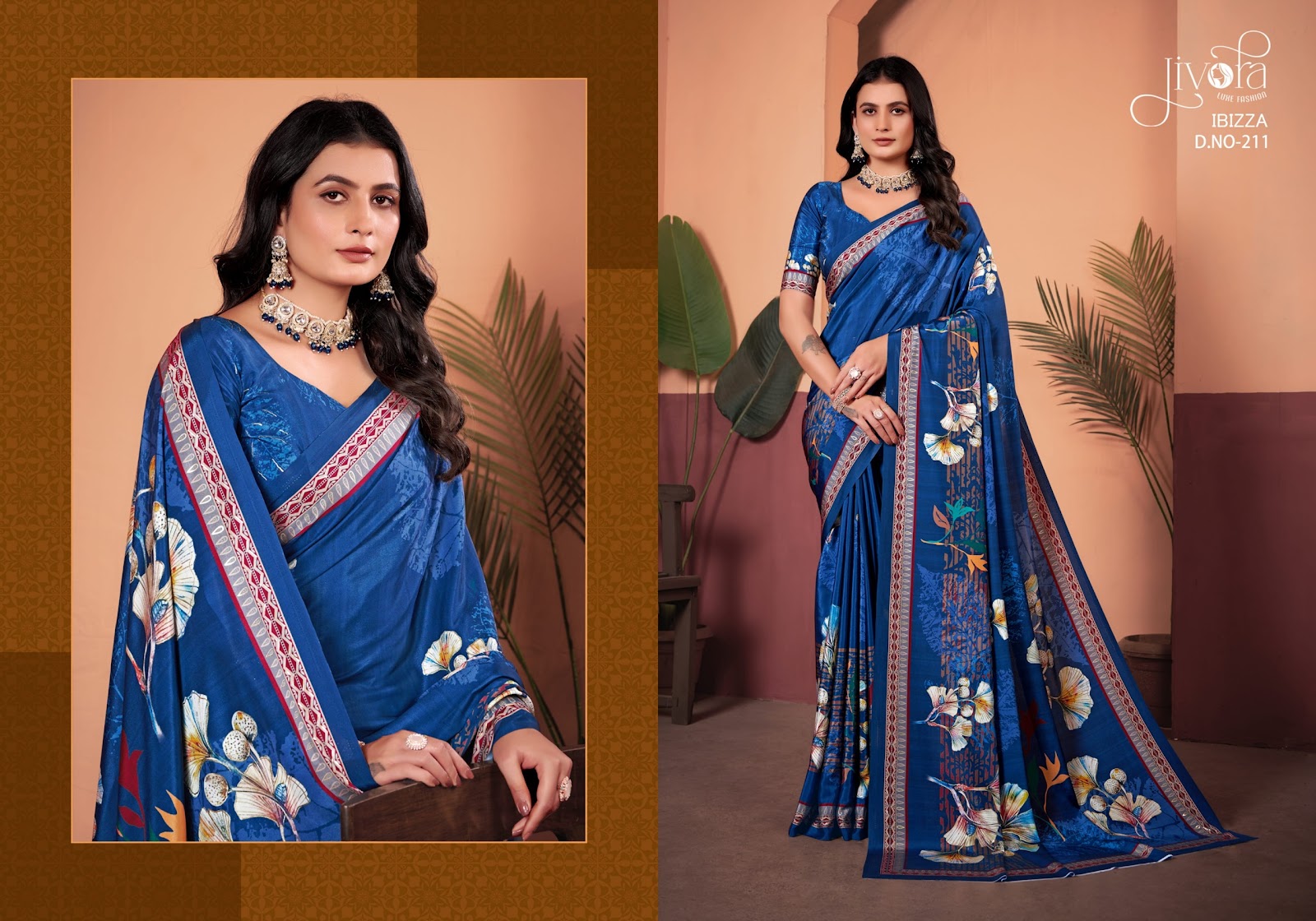 Ibizza 201-213 Jivora Crape Sarees Manufacturer Ahmedabad
