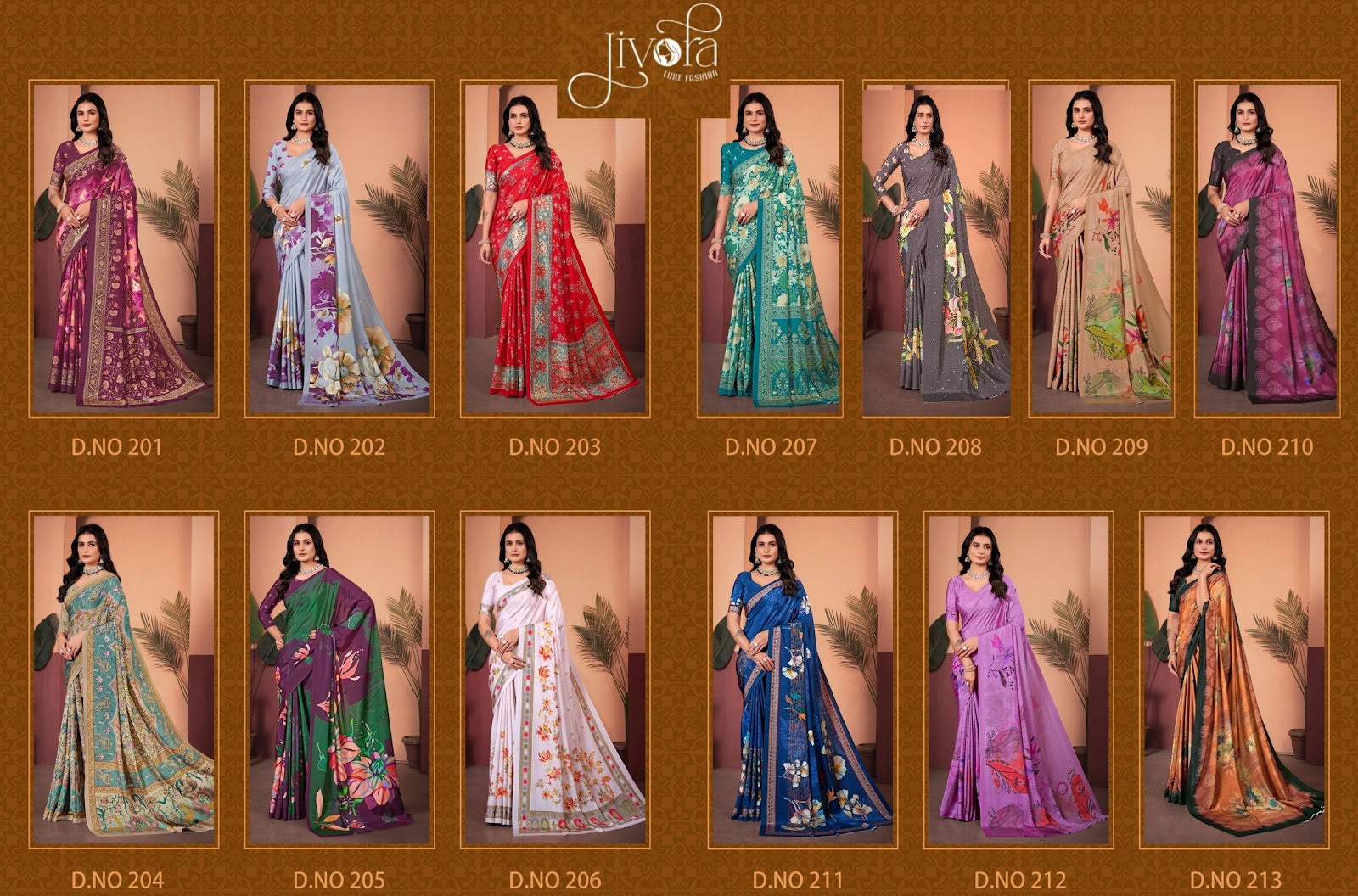 Ibizza 201-213 Jivora Crape Sarees Manufacturer Ahmedabad