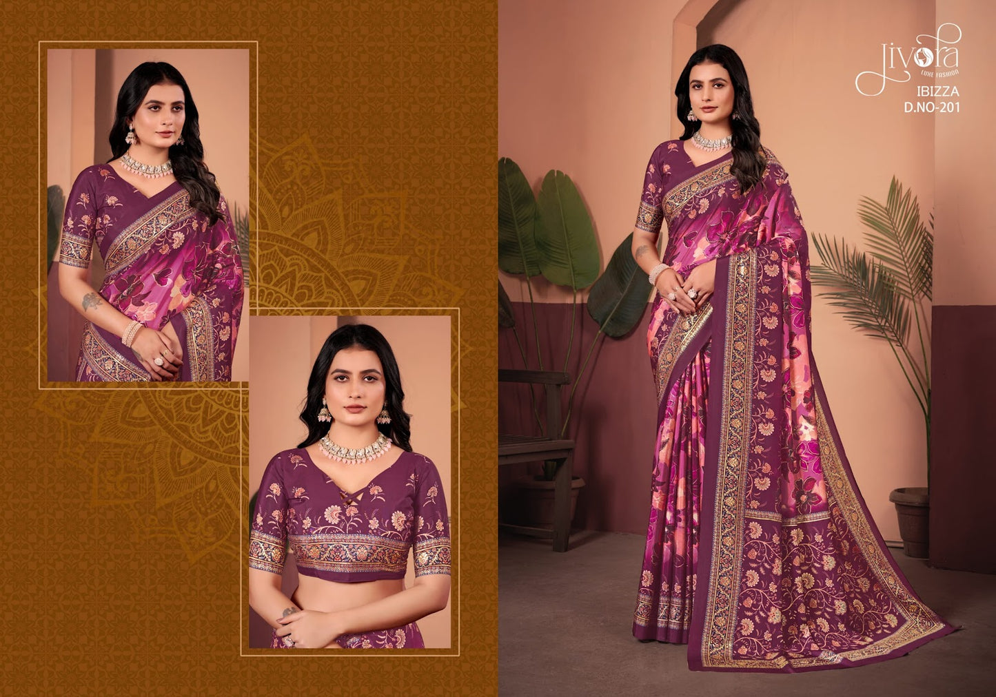 Ibizza 201-213 Jivora Crape Sarees Manufacturer Ahmedabad