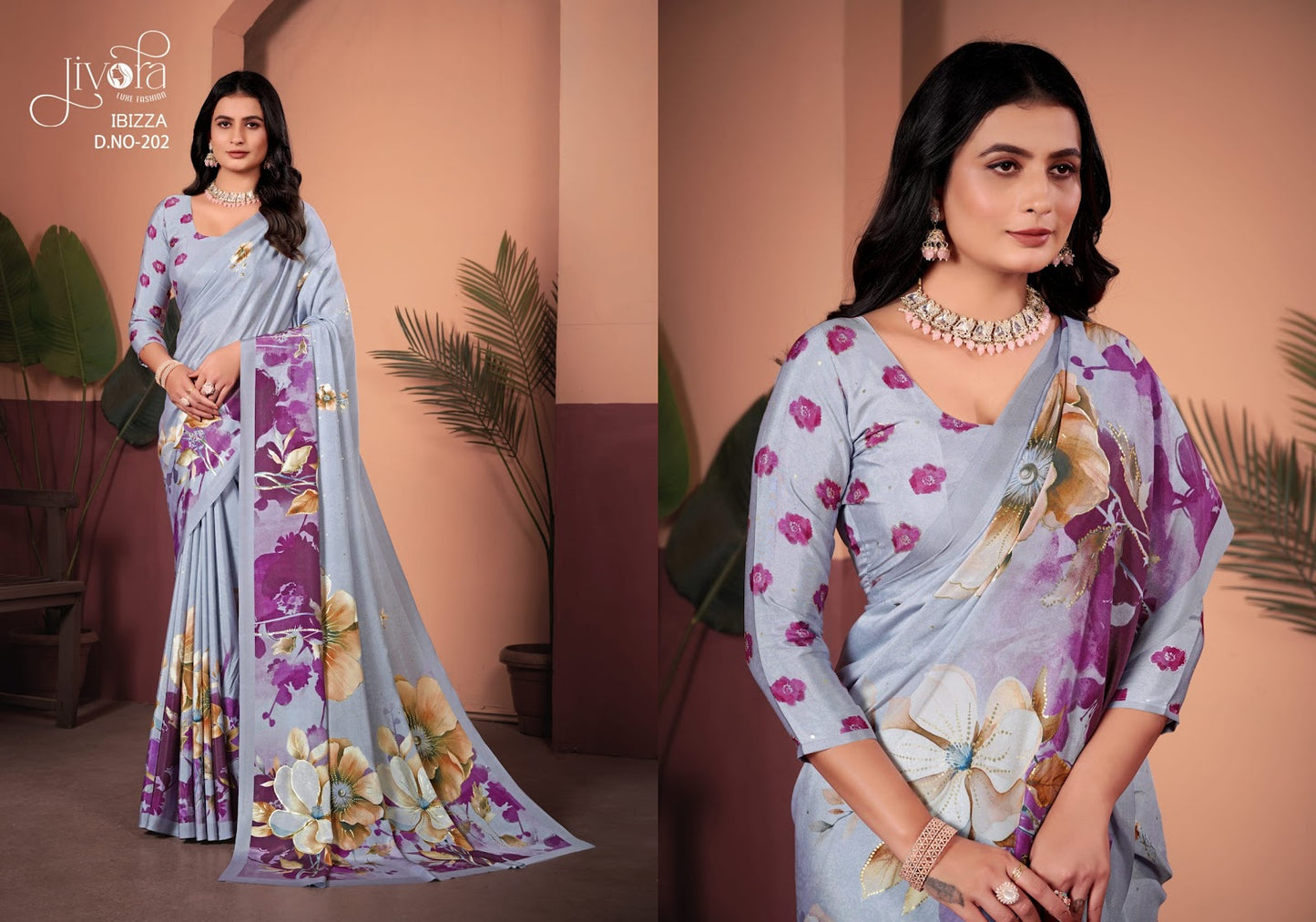 Ibizza 201-213 Jivora Crape Sarees Manufacturer Ahmedabad
