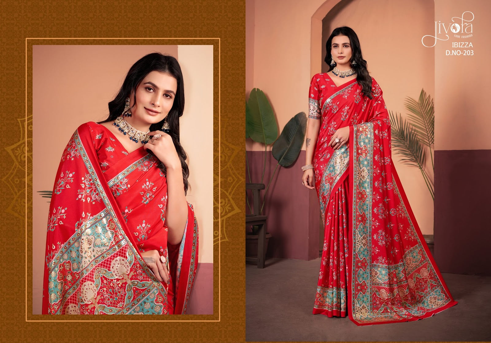 Ibizza 201-213 Jivora Crape Sarees Manufacturer Ahmedabad