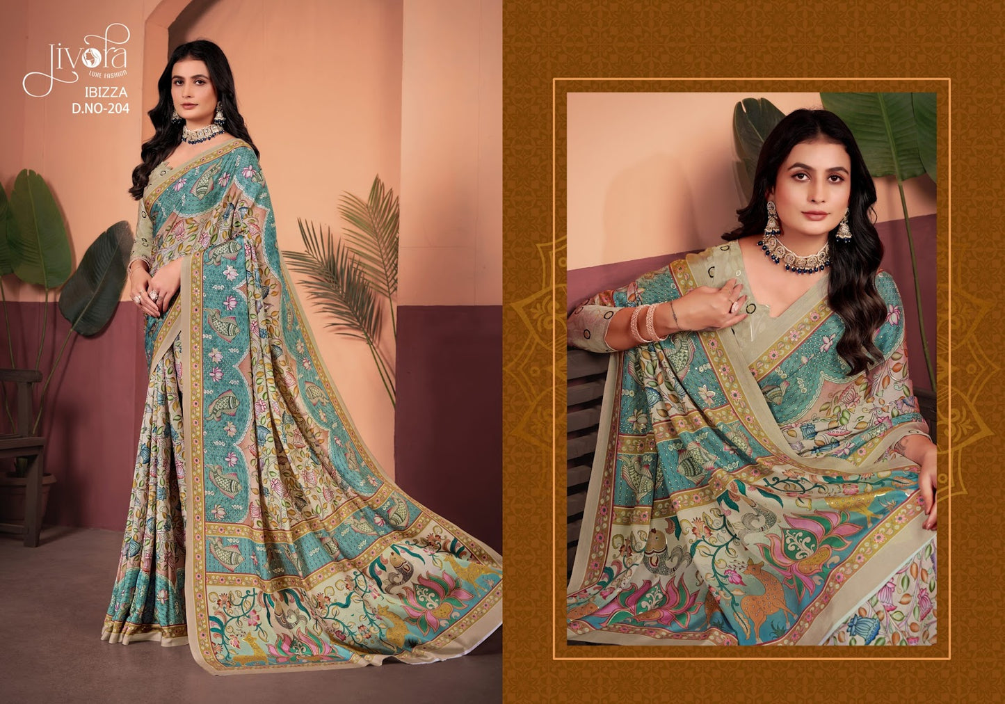 Ibizza 201-213 Jivora Crape Sarees Manufacturer Ahmedabad