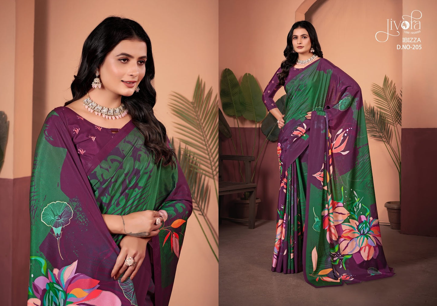 Ibizza 201-213 Jivora Crape Sarees Manufacturer Ahmedabad