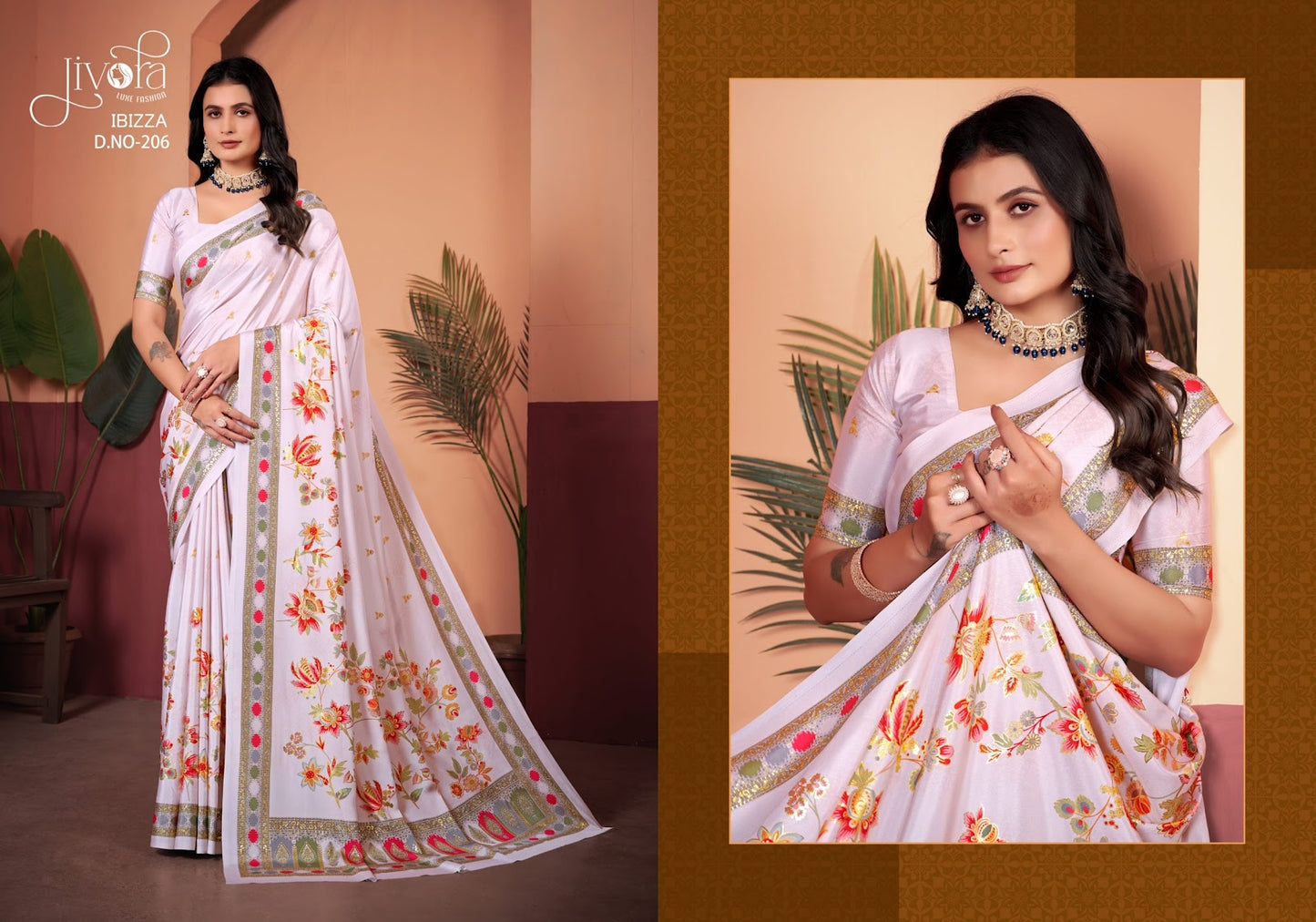 Ibizza 201-213 Jivora Crape Sarees Manufacturer Ahmedabad