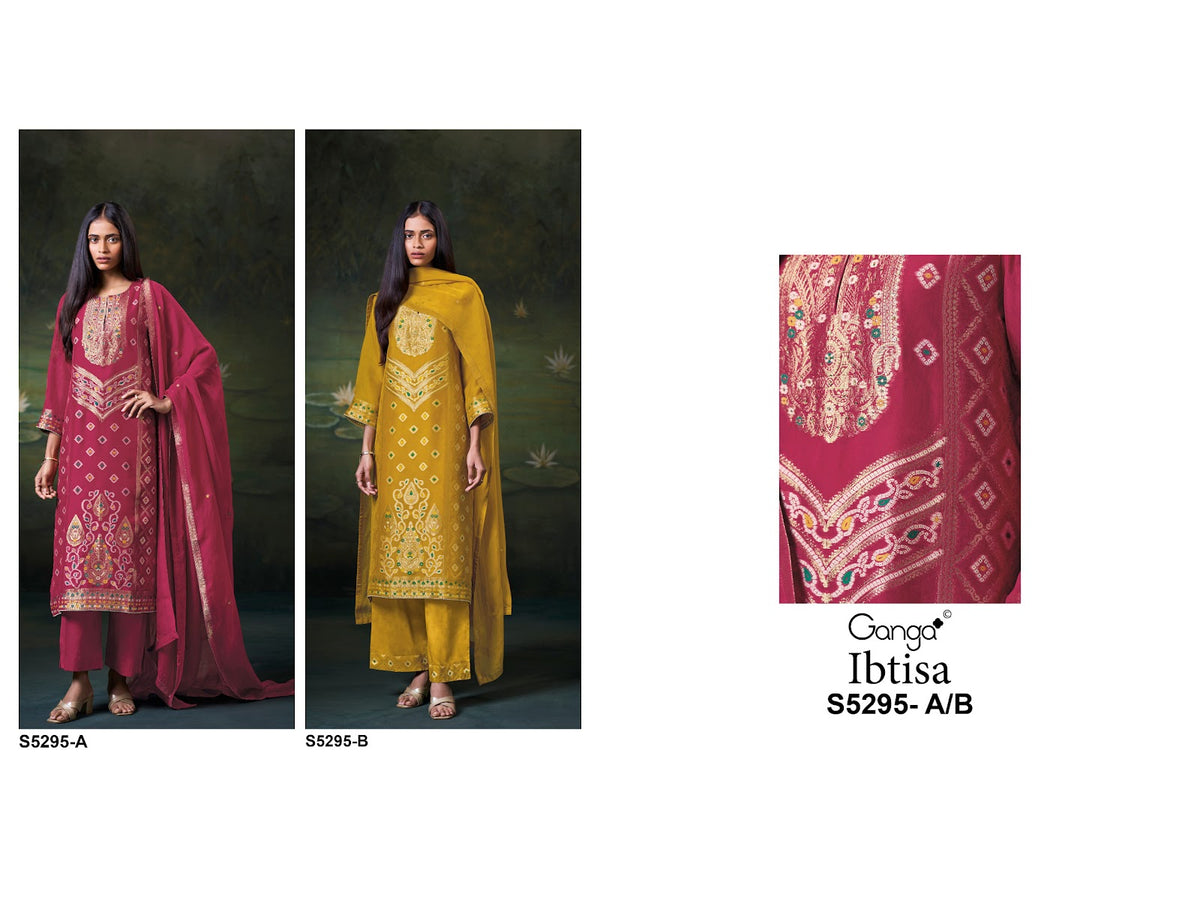 Ibtisa S5295 Ganga Viscose Silk Pant Style Suits Manufacturer