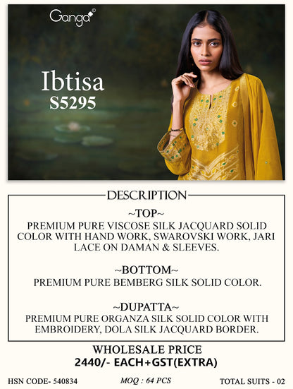 Ibtisa S5295 Ganga Viscose Silk Pant Style Suits Manufacturer