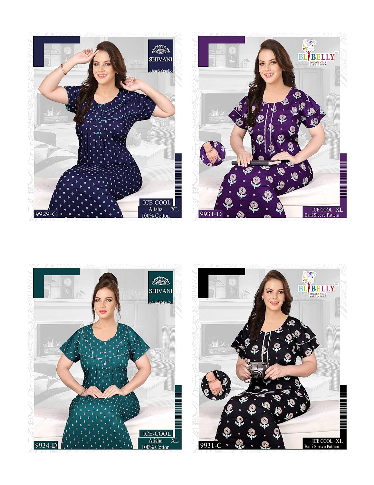 Ice Cool Shivani Cotton Night Gowns Wholesaler Ahmedabad