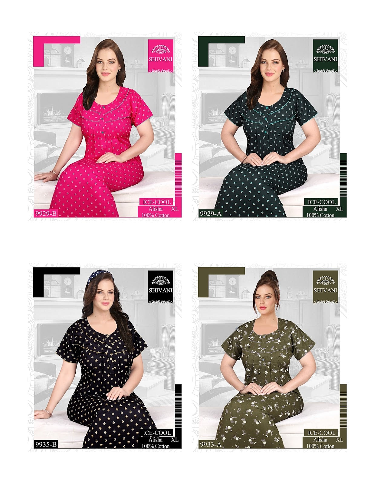 Ice Cool Shivani Cotton Night Gowns Wholesaler Ahmedabad