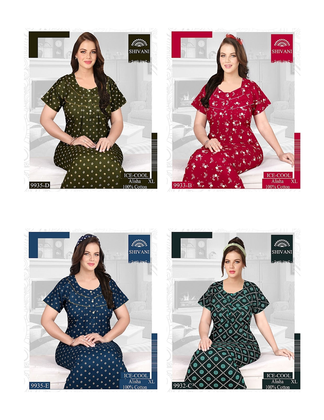 Ice Cool Shivani Cotton Night Gowns Wholesaler Ahmedabad