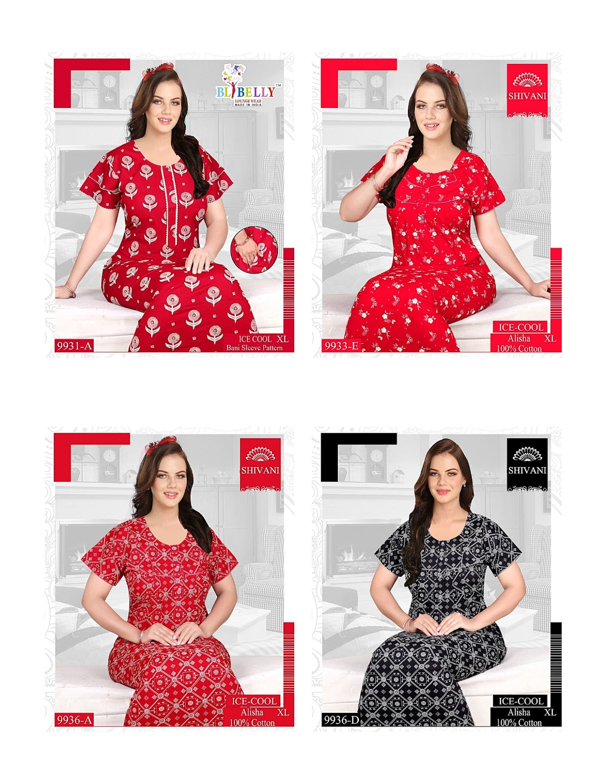 Ice Cool Shivani Cotton Night Gowns Wholesaler Ahmedabad