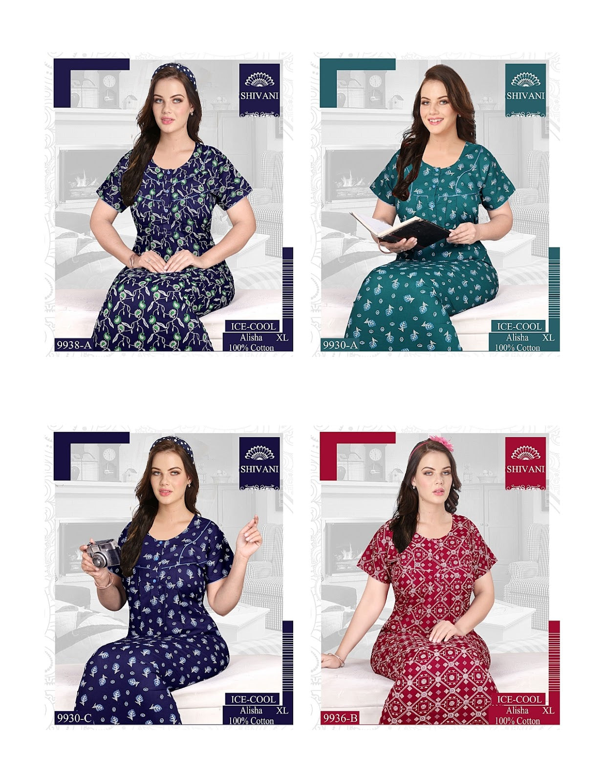 Ice Cool Shivani Cotton Night Gowns Wholesaler Ahmedabad