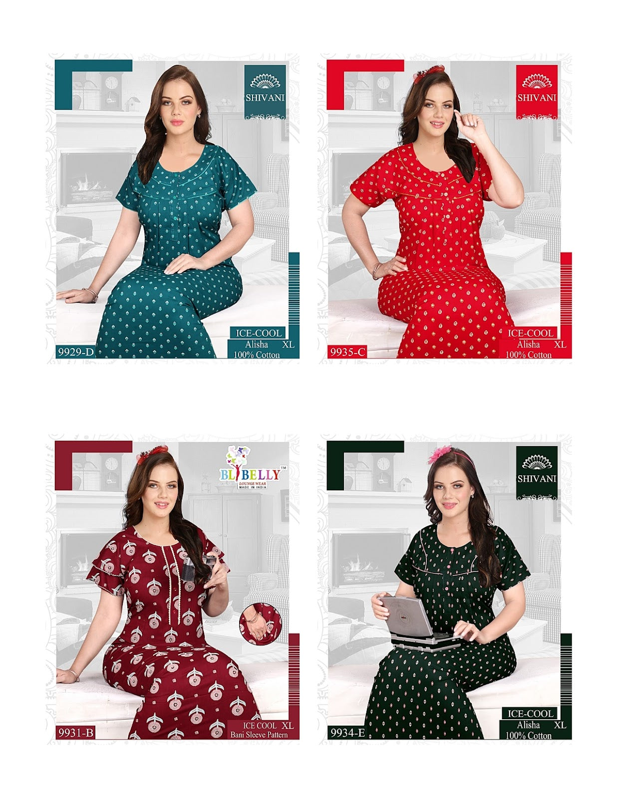 Ice Cool Shivani Cotton Night Gowns Wholesaler Ahmedabad