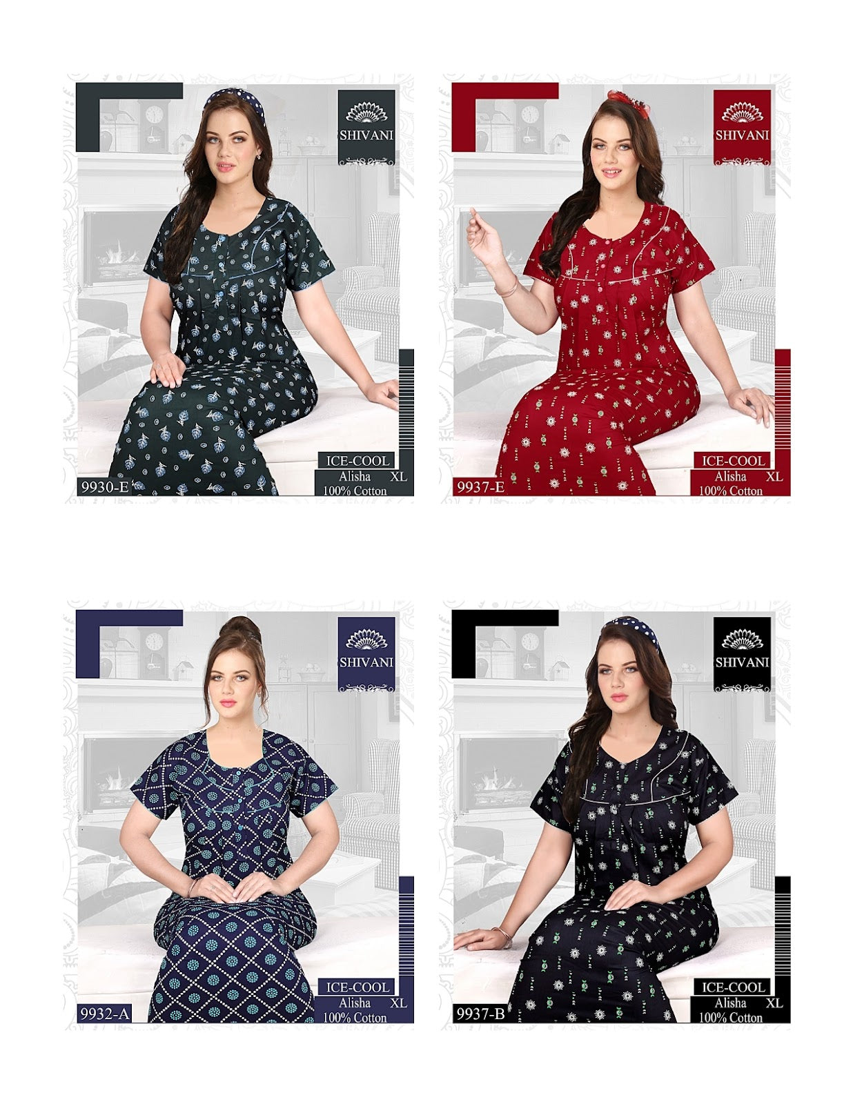 Ice Cool Shivani Cotton Night Gowns Wholesaler Ahmedabad