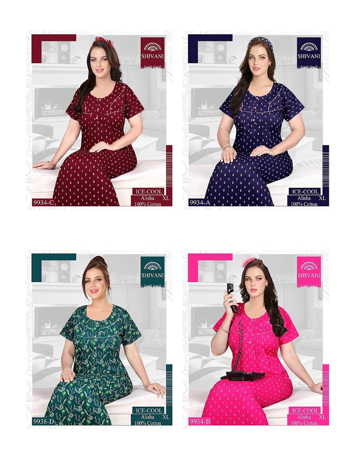 Ice Cool Shivani Cotton Night Gowns Wholesaler Ahmedabad