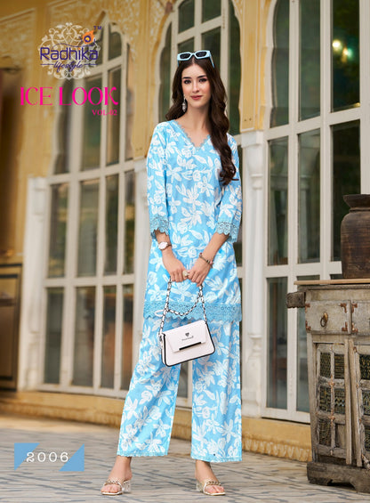 Ice Look Vol 2 Radhika Lifestyle Cotton Kurti Plazzo Set Wholesale Price