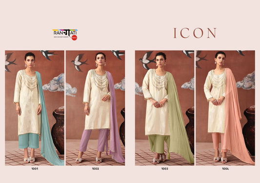Icon Rangati Prints Shimmer Pant Style Suits Wholesaler