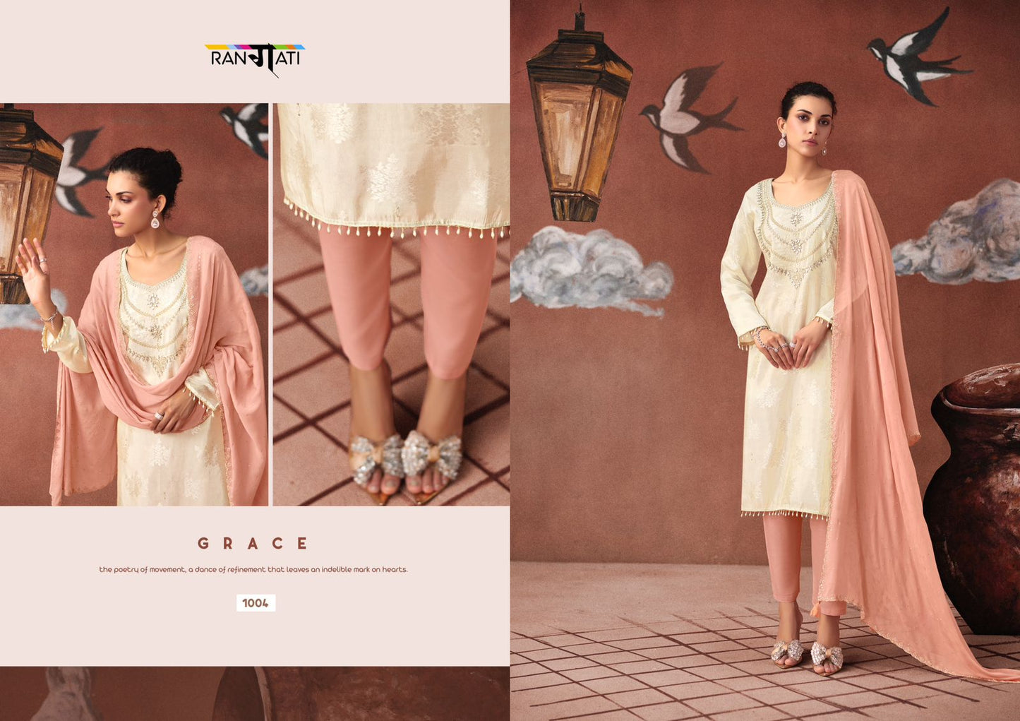 Icon Rangati Prints Shimmer Pant Style Suits Wholesaler
