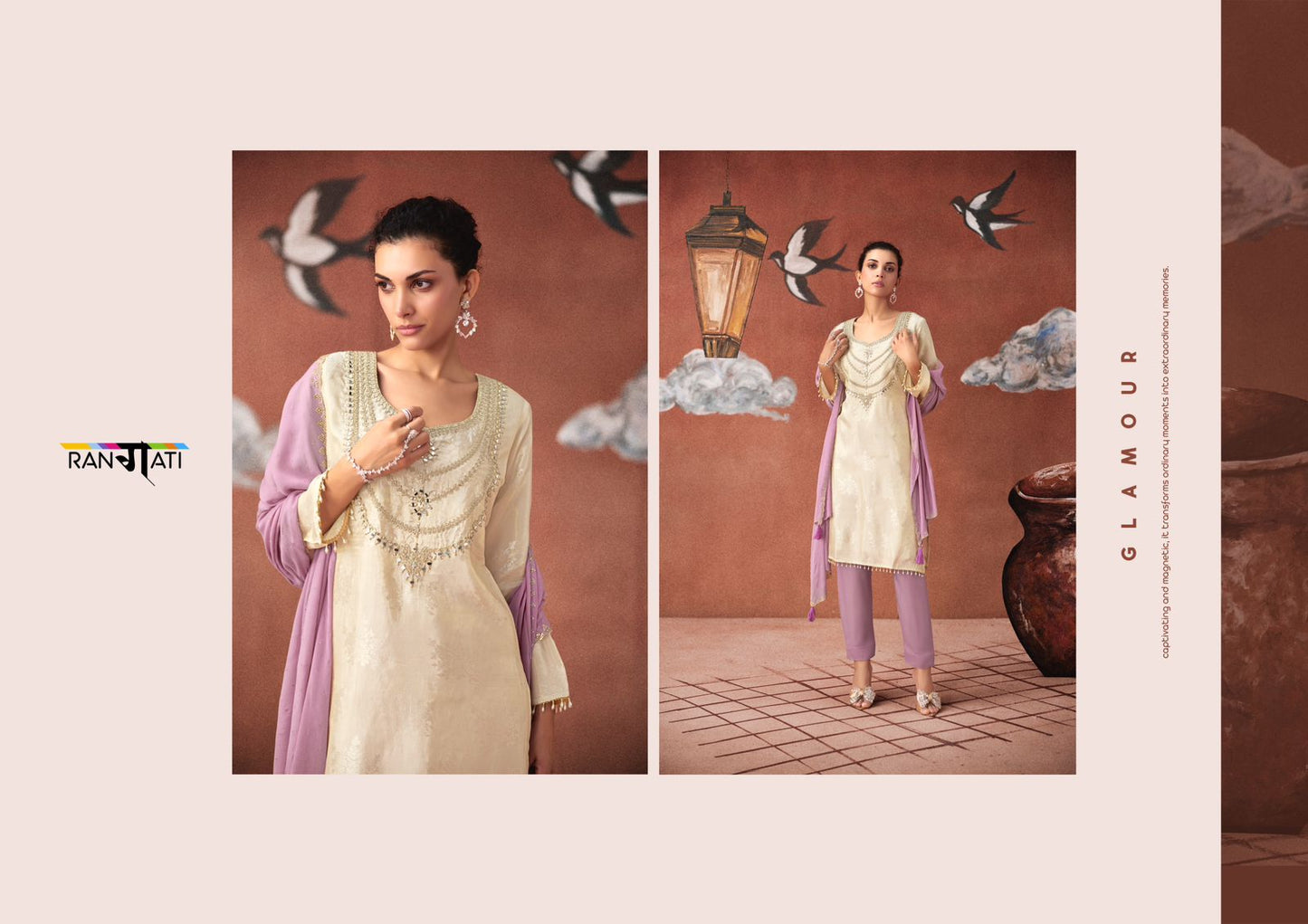 Icon Rangati Prints Shimmer Pant Style Suits Wholesaler