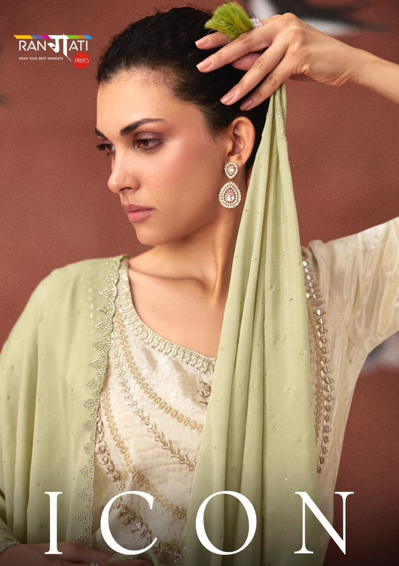 Icon Rangati Prints Shimmer Pant Style Suits Wholesaler