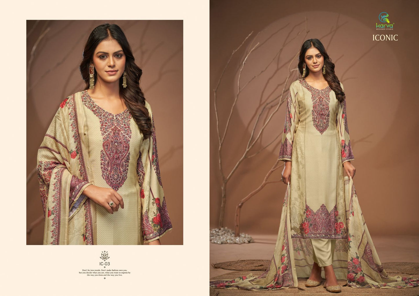 Iconic Karva Designer Studio Viscose Muslin Pant Style Suits Wholesaler Ahmedabad