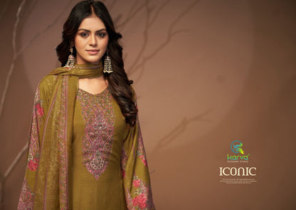 Iconic Karva Designer Studio Viscose Muslin Pant Style Suits Wholesaler Ahmedabad
