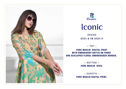 Iconic Sargam Prints Pure Muslin Pant Style Suits Wholesaler Gujarat