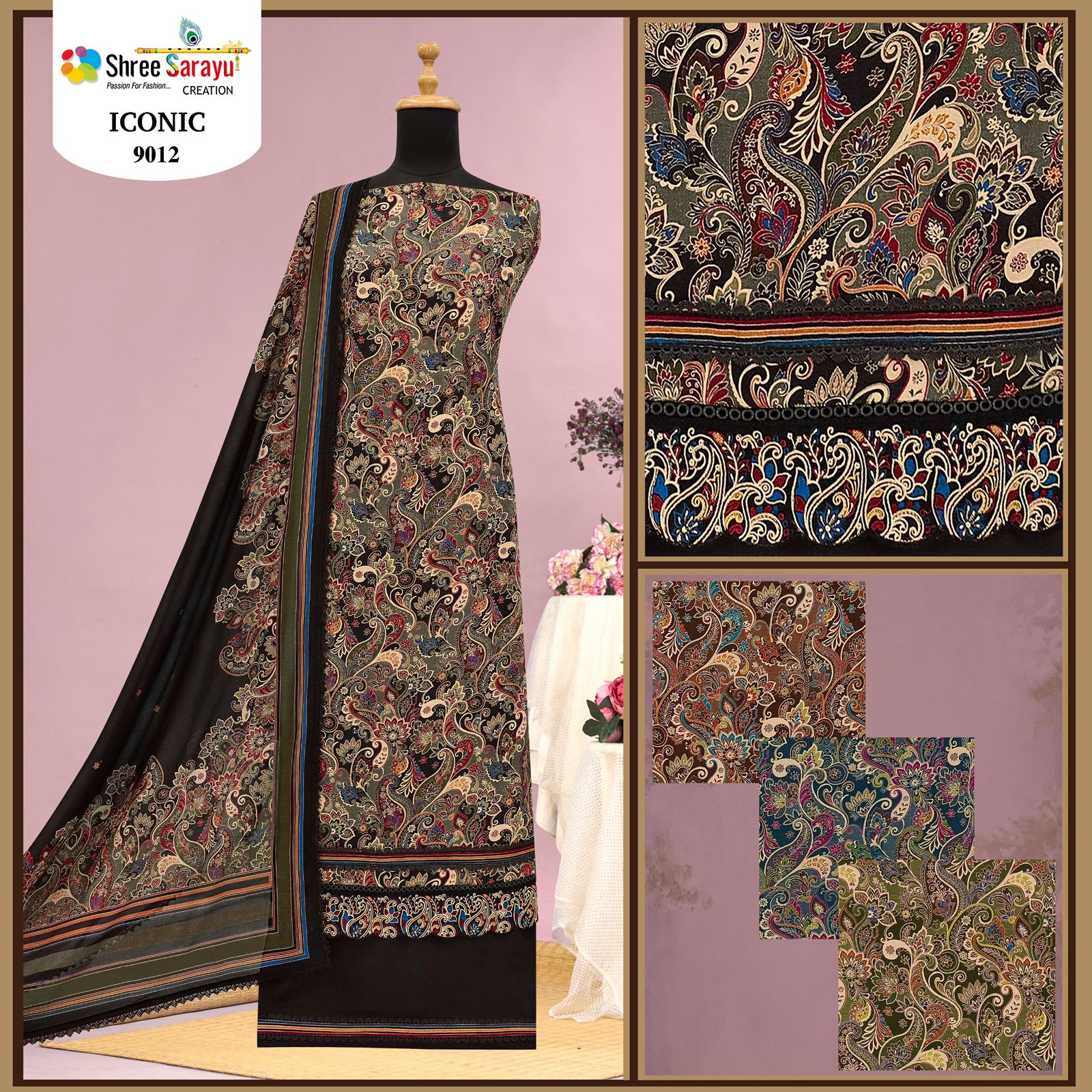 Iconic Shree Sarayu Creation Satin Salwar Suits Wholesaler Ahmedabad