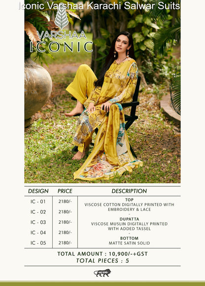 Iconic Varshaa Viscose Cotton Karachi Salwar Suits Wholesaler Ahmedabad