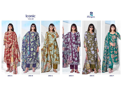 Iconic Vol 2 Sargam Prints Muslin Pant Style Suits Supplier India