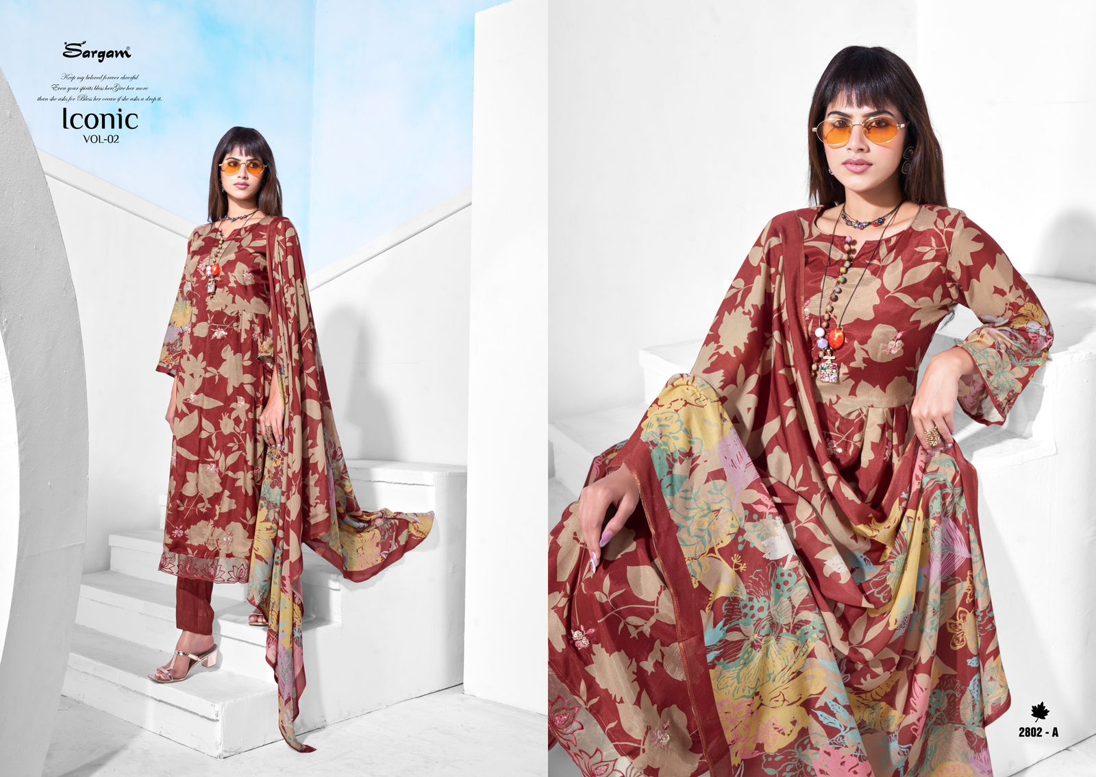 Iconic Vol 2 Sargam Prints Muslin Pant Style Suits Supplier India