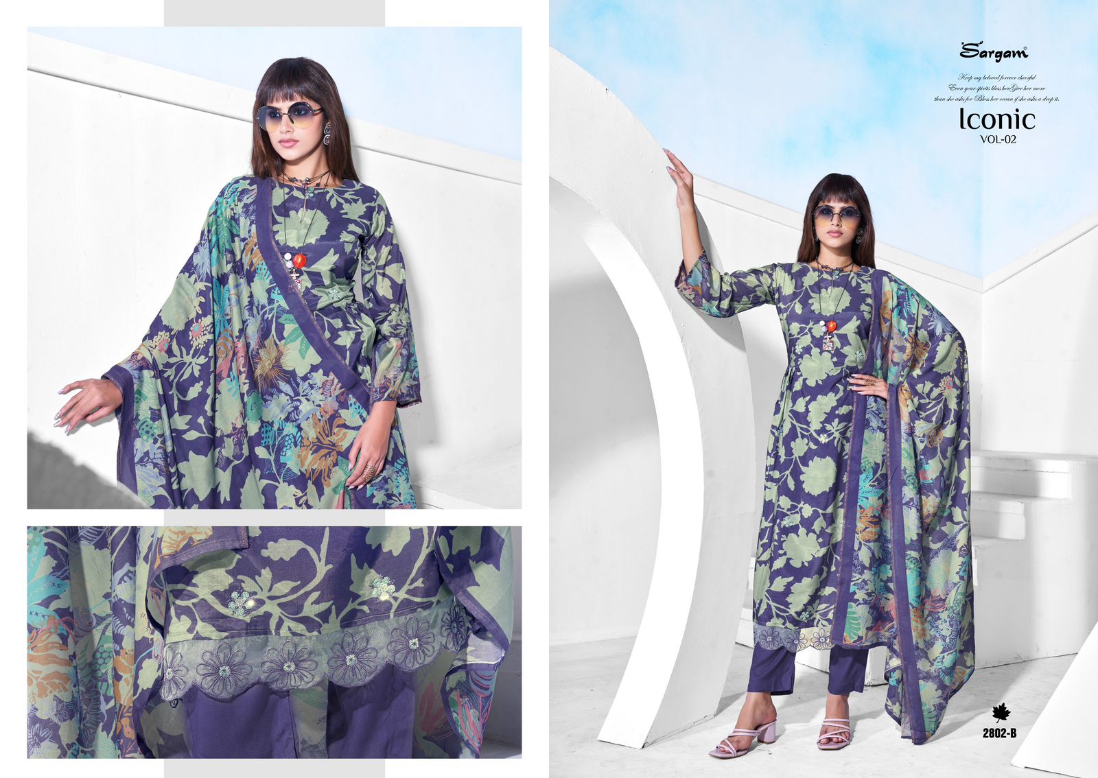 Iconic Vol 2 Sargam Prints Muslin Pant Style Suits Supplier India