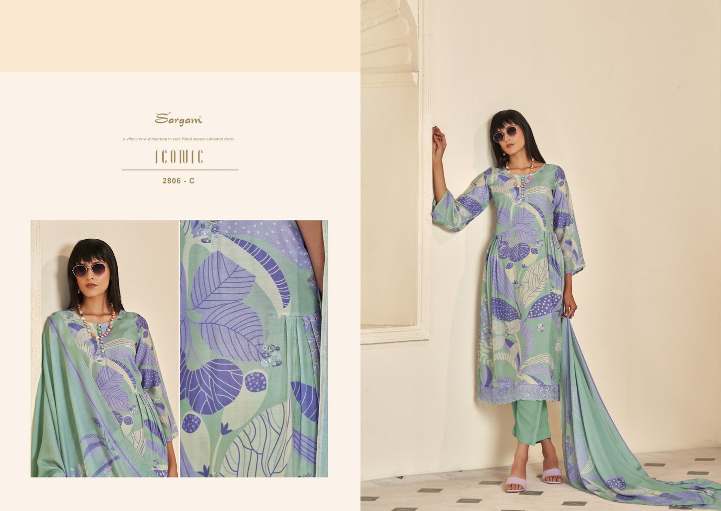 Iconic Vol 3 Sargam Prints Muslin Pant Style Suits Exporter Ahmedabad