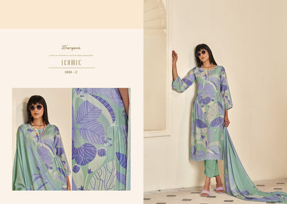 Iconic Vol 3 Sargam Prints Muslin Pant Style Suits Exporter Ahmedabad