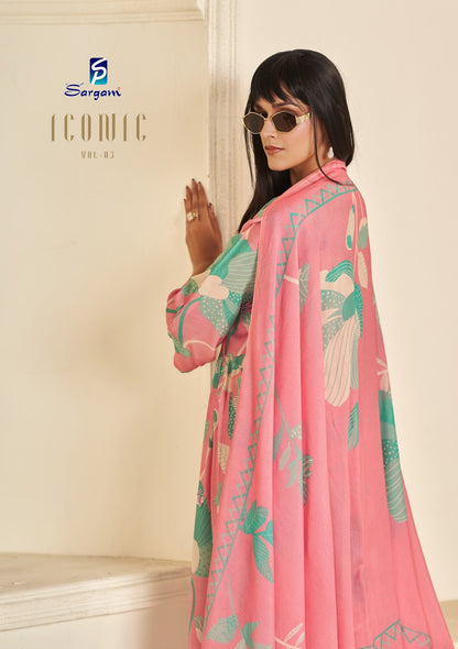 Iconic Vol 3 Sargam Prints Muslin Pant Style Suits Exporter Ahmedabad