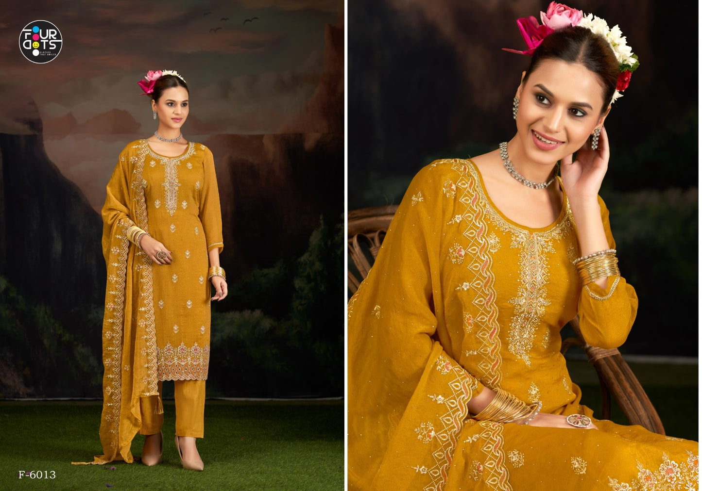 Idhika Four Dots Silk Pant Style Suits Exporter Gujarat