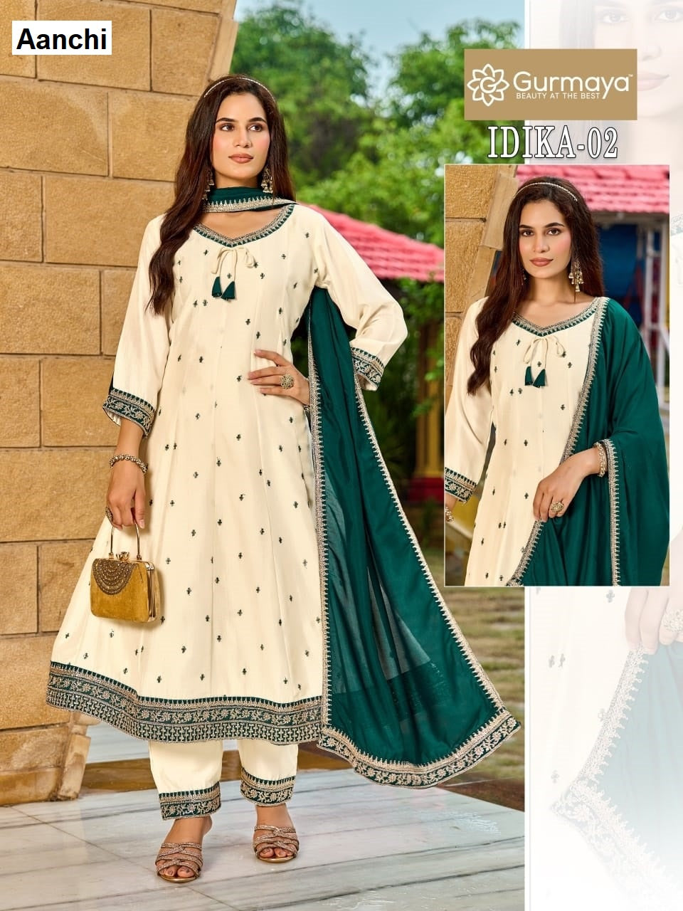 Idika Gurmaya Aanchi Vichitra Silk Readymade Anarkali Suits Exporter