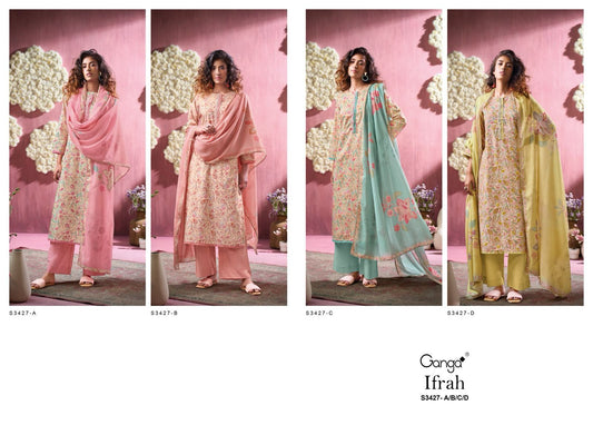 Ifrah 3427 Ganga Premium Cotton Pant Style Suits Exporter