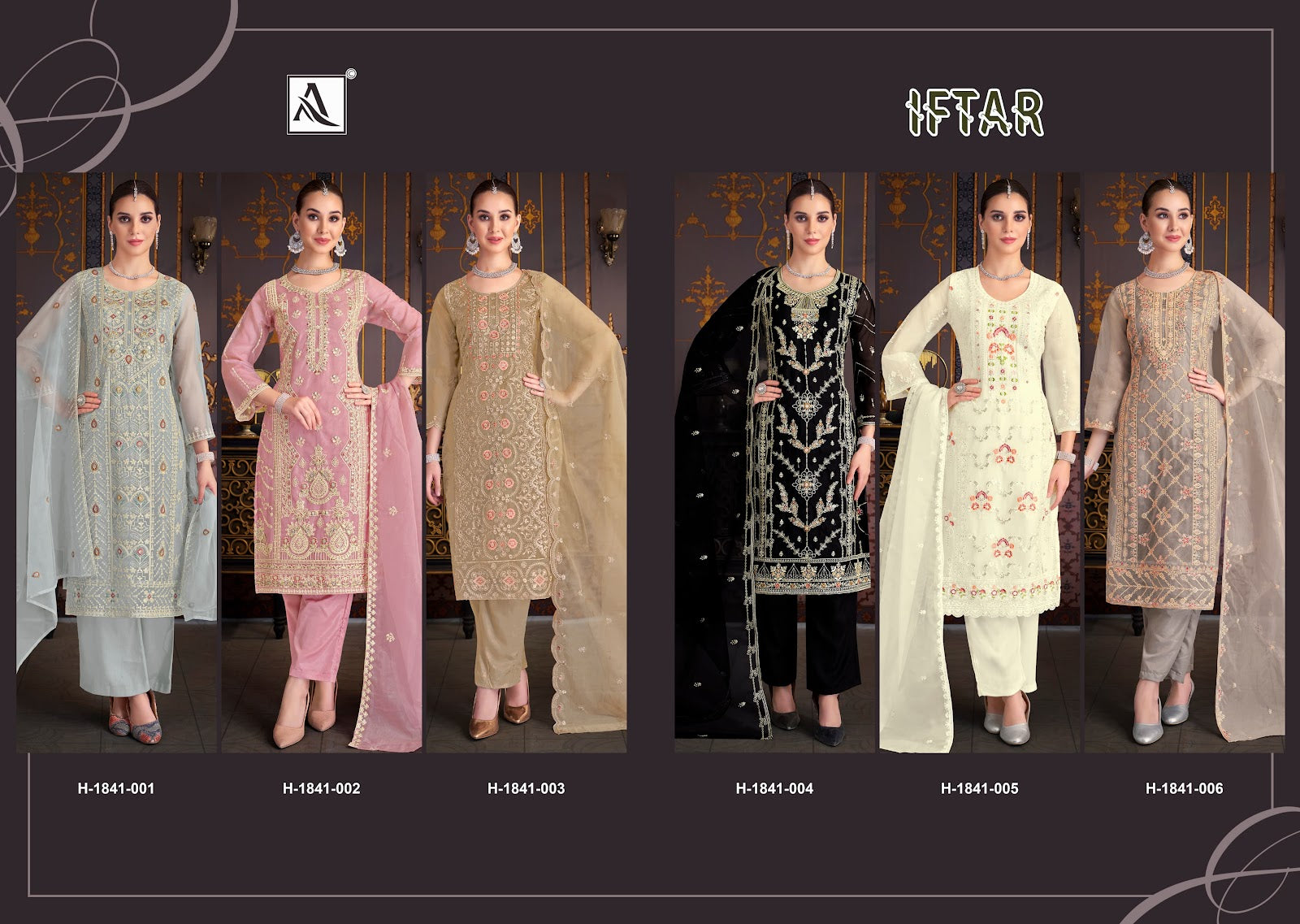 Iftar Alok Organza Karachi Salwar Suits Manufacturer Gujarat